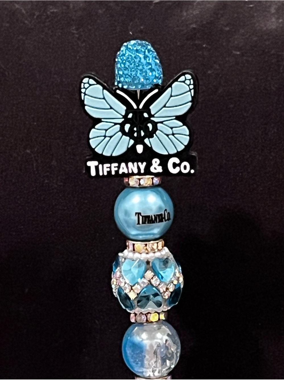 Tiffany & Co. butterfly silicone focal fancy beaded pen